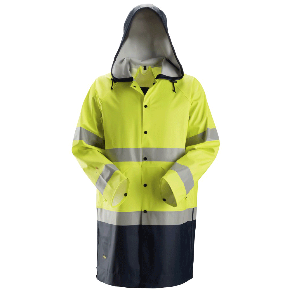 Snickers 8261 ProtecWork, Flame Retardant PU Hi-Vis Rain Jacket, Class 3