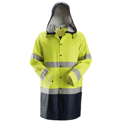 Snickers 8261 ProtecWork, Flame Retardant PU Hi-Vis Rain Jacket, Class 3