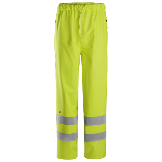 Snickers 8267 ProtecWork, Flame Retardant PU Hi-Vis Rain Trousers, Class 2
