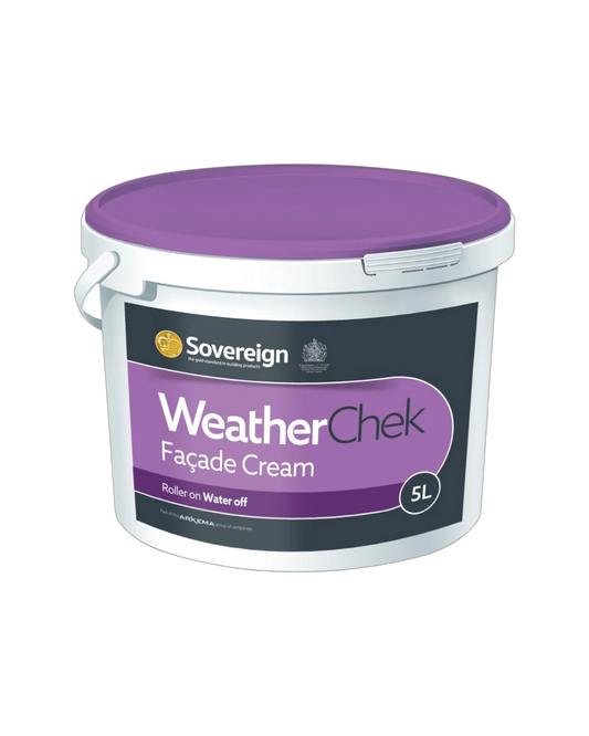 Sovereign 5L Weather-Chek Facade Cream - Long-Lasting Water Repellent for Brick, Stone & Masonry