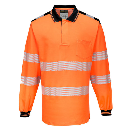 Portwest PW3 Hi-Vis Cotton Comfort Polo Shirt L/S T184