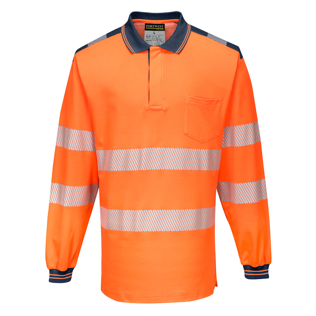 Portwest PW3 Hi-Vis Cotton Comfort Polo Shirt L/S T184