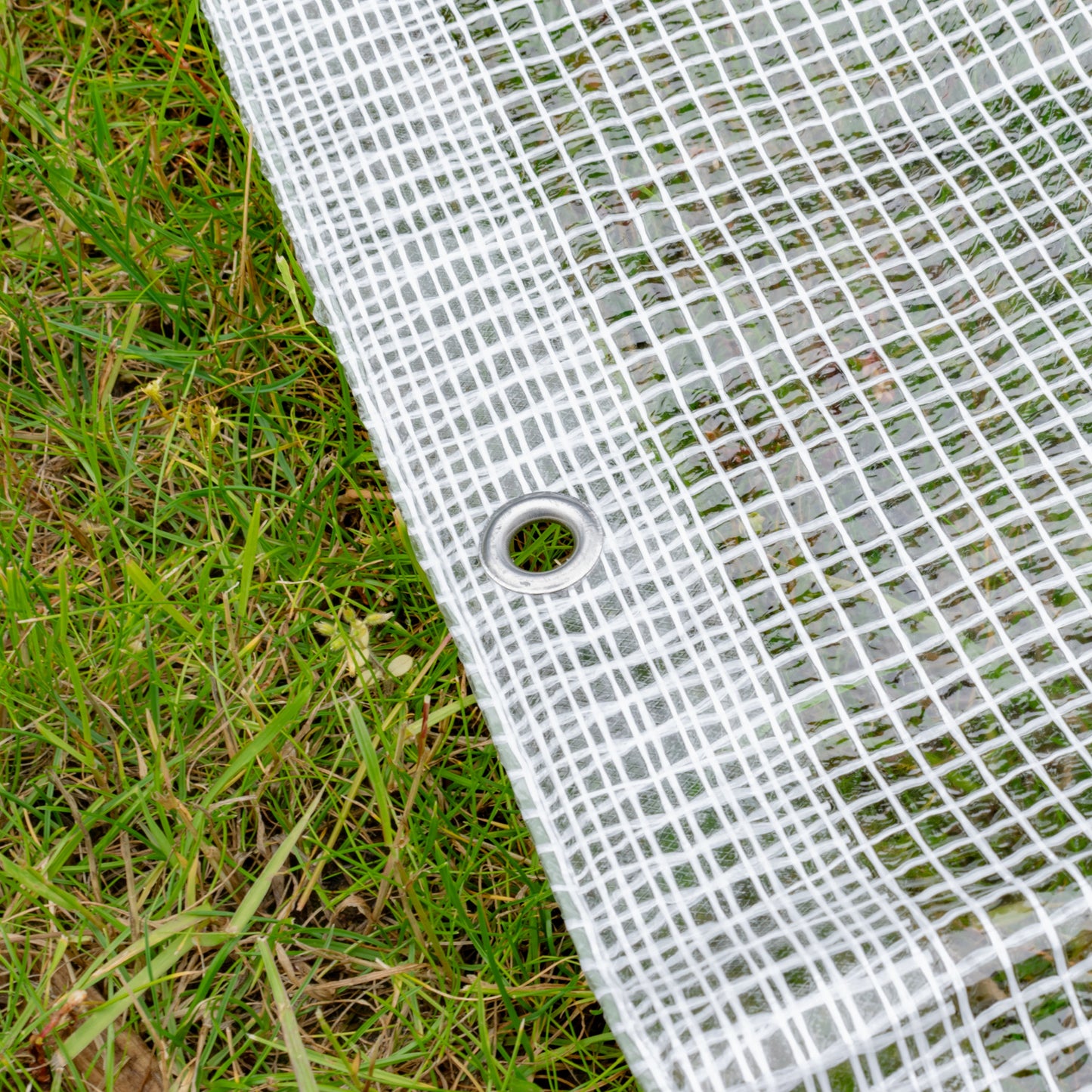 Clear M-Grade Tarpaulin with 10m of 6mm Bungee Rope and 10 x Slide Type Tarp Clips