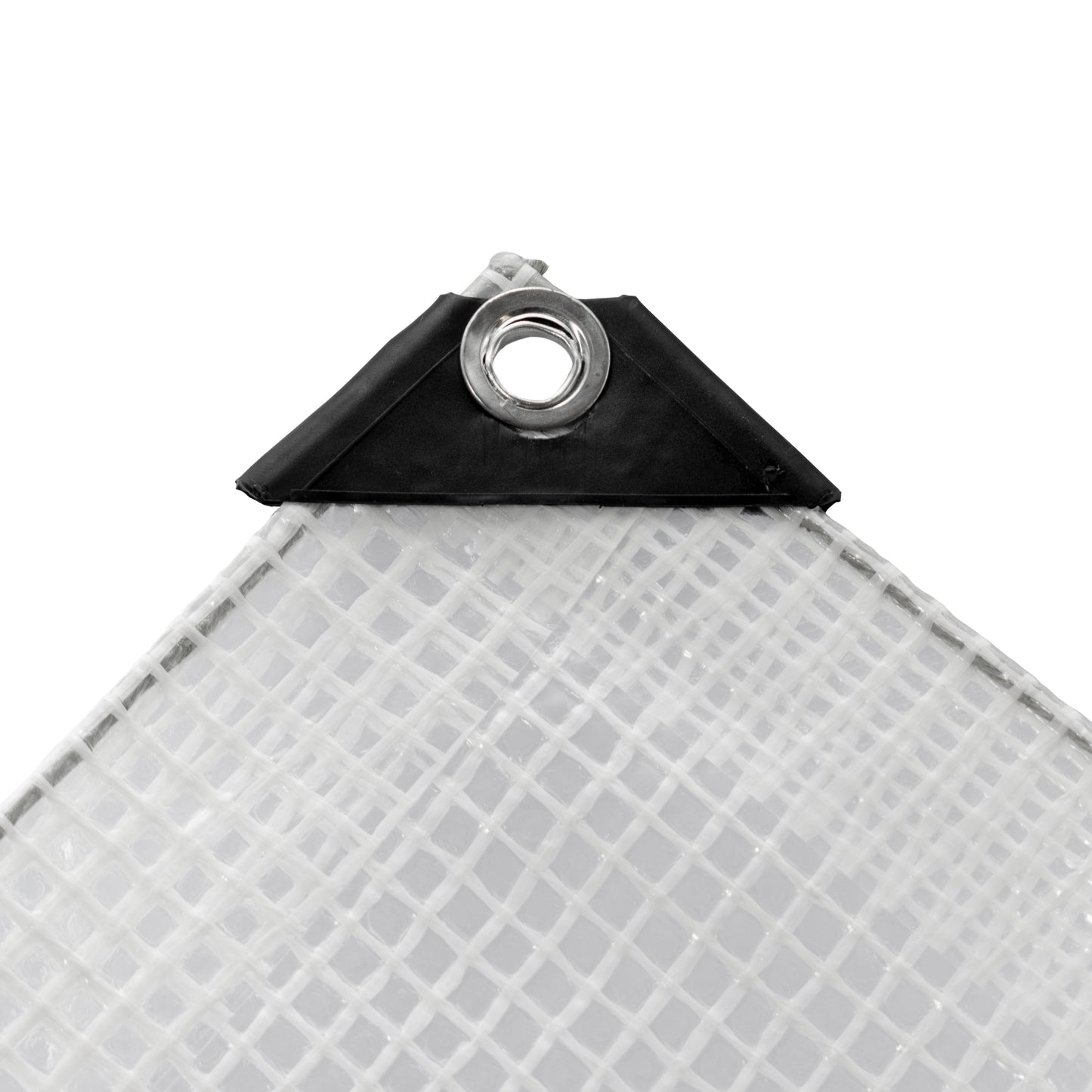 Clear M-Grade Tarpaulin with 10 x 6" Bungee Balls (Black) and 10 x Screw Type Tarp Clips