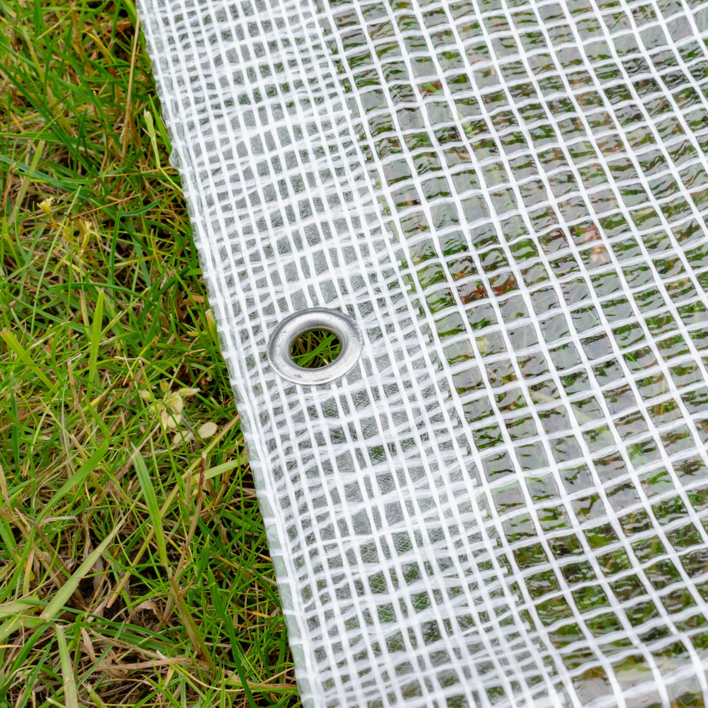 Clear M-Grade Tarpaulin with 10m of 6mm Bungee Rope and 10 x Slide Type Tarp Clips