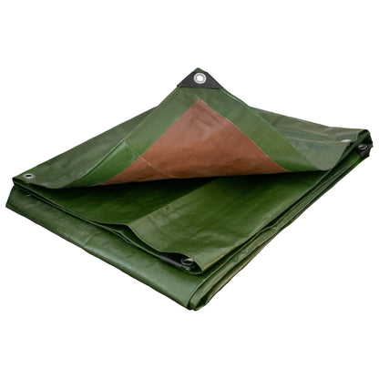 Green/Brown L-Grade Tarpaulin 6m x 8m