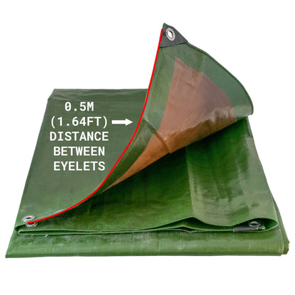 Green/Brown L-Grade Tarpaulin 6m x 8m