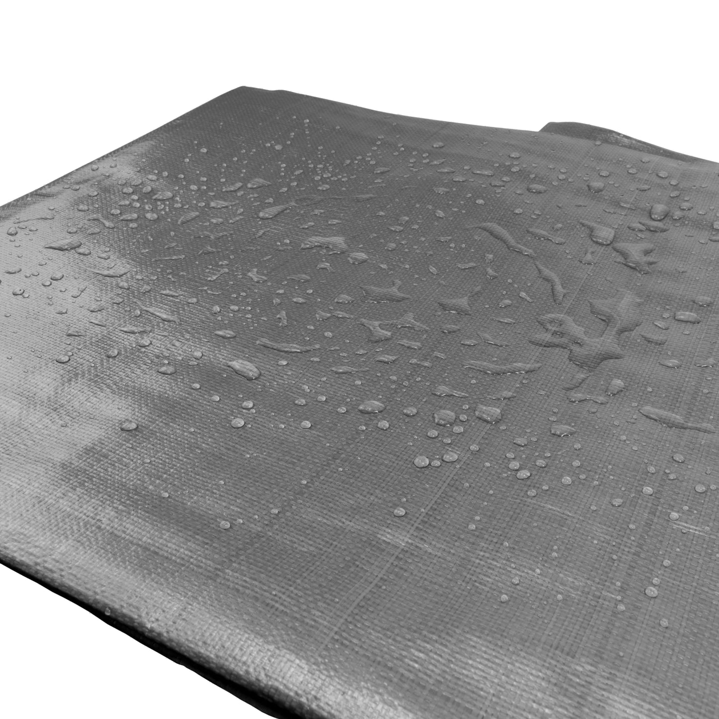 Grey L-Grade Tarpaulin with 10 x 6" Bungee Balls (Black) and 10 x Screw Type Tarp Clips