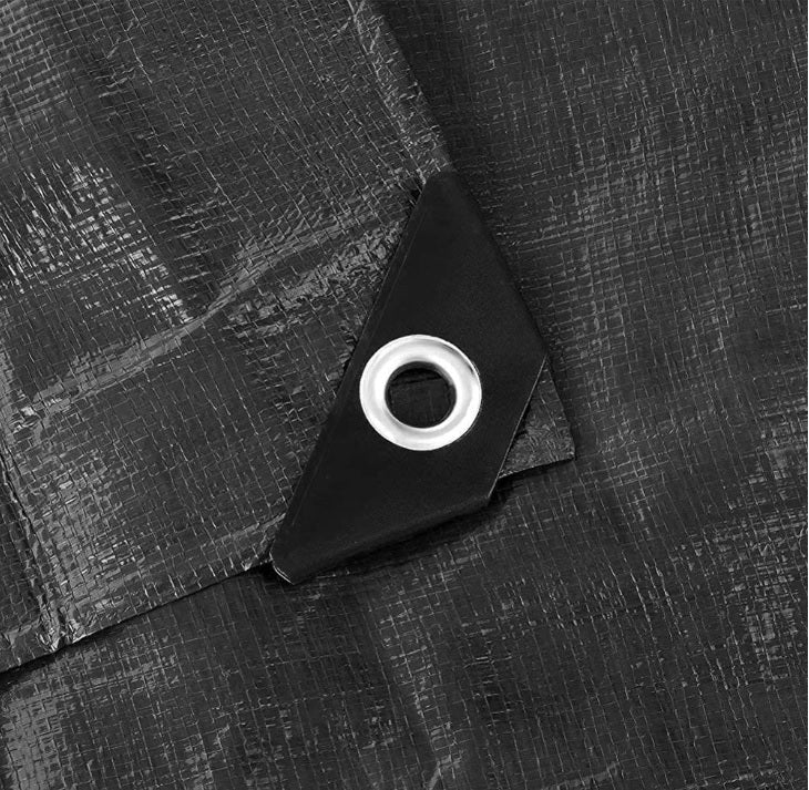 Black/Silver L-Grade Tarpaulin with 20 x 4" Bungee Balls (White)