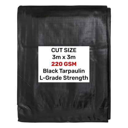 Black/Silver L-Grade Tarpaulin 3m x 3m