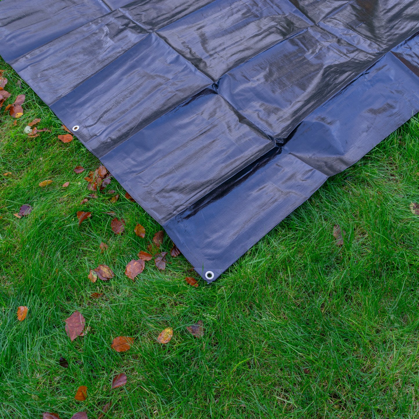 Black/Silver L-Grade Tarpaulin with 10 x 4" Bungee Balls (Black)