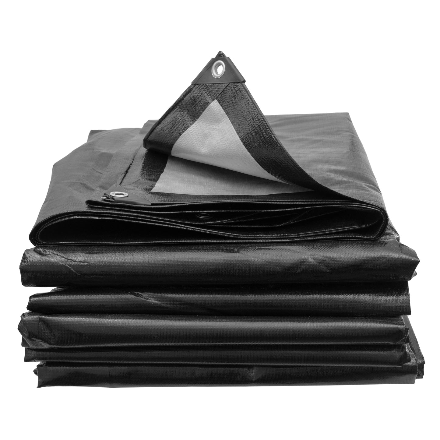Black/Silver L-Grade Tarpaulin with 20 x 6" Bungee Balls (White)