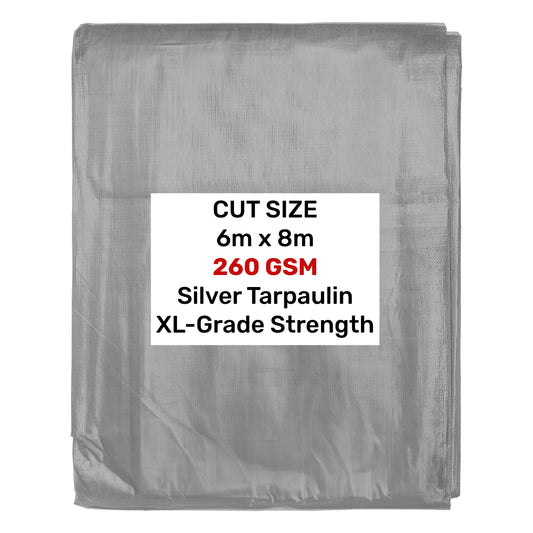 Silver XL-Grade Tarpaulin 6m x 8m