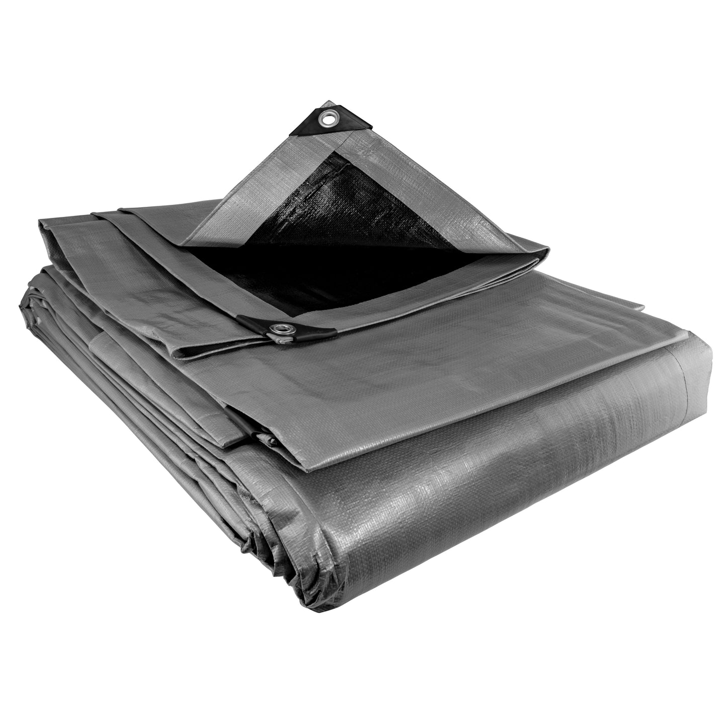 Silver XL-Grade Tarpaulin with 10m of 6mm Bungee Rope and 10 x Screw Type Tarp Clips