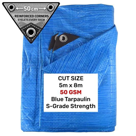 Blue S-Grade Tarpaulin 5m x 8m