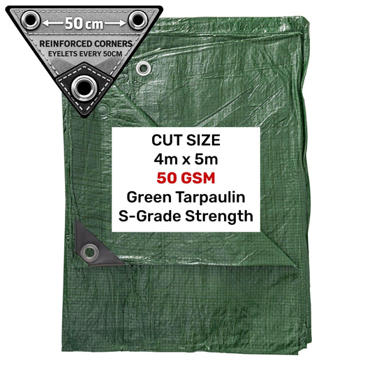 Green S-Grade Tarpaulin 4m x 5m