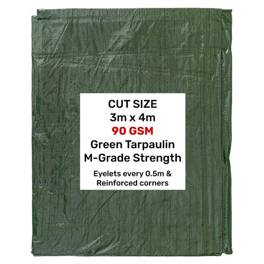 Green M-Grade Tarpaulin 3m x 4m