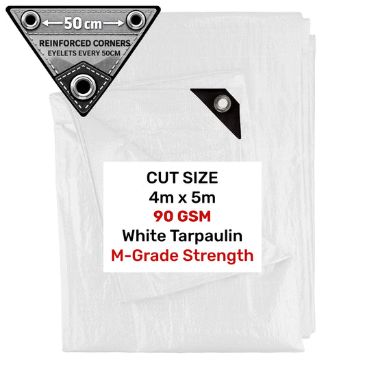 White M-Grade Tarpaulin 4m x 5m