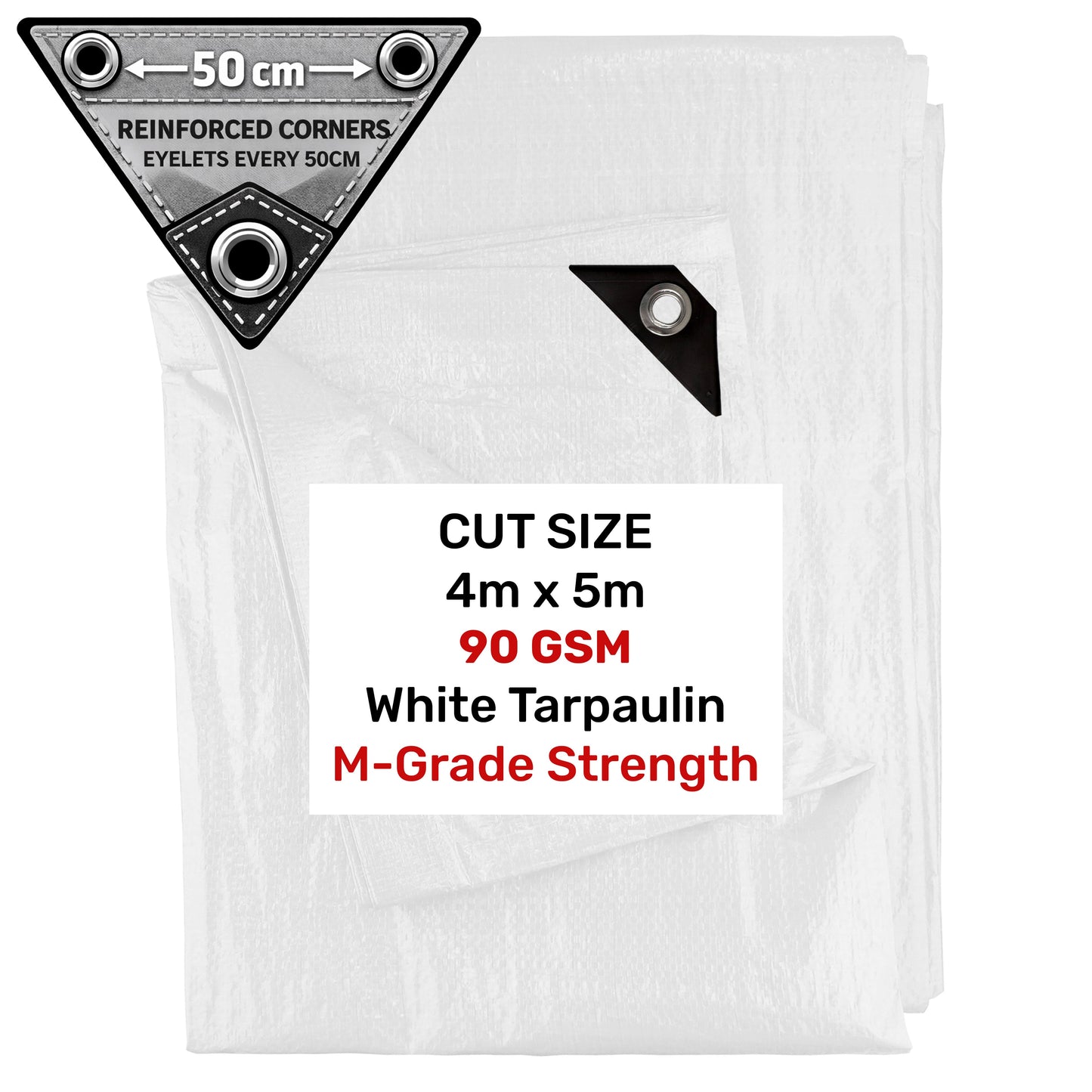 White M-Grade Tarpaulin 4m x 5m