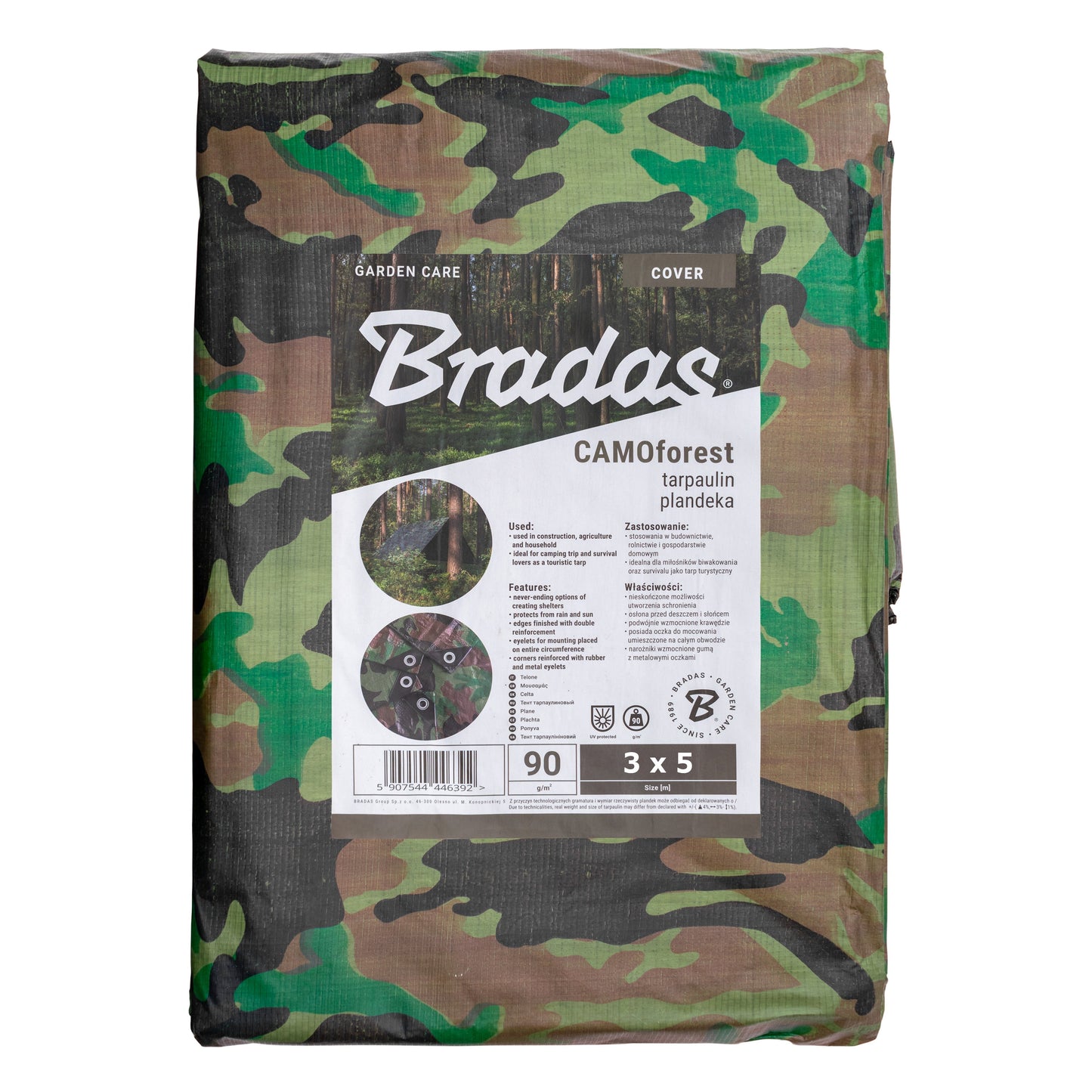 Camouflage M-Grade Tarpaulin 3m x 5m BRADAS