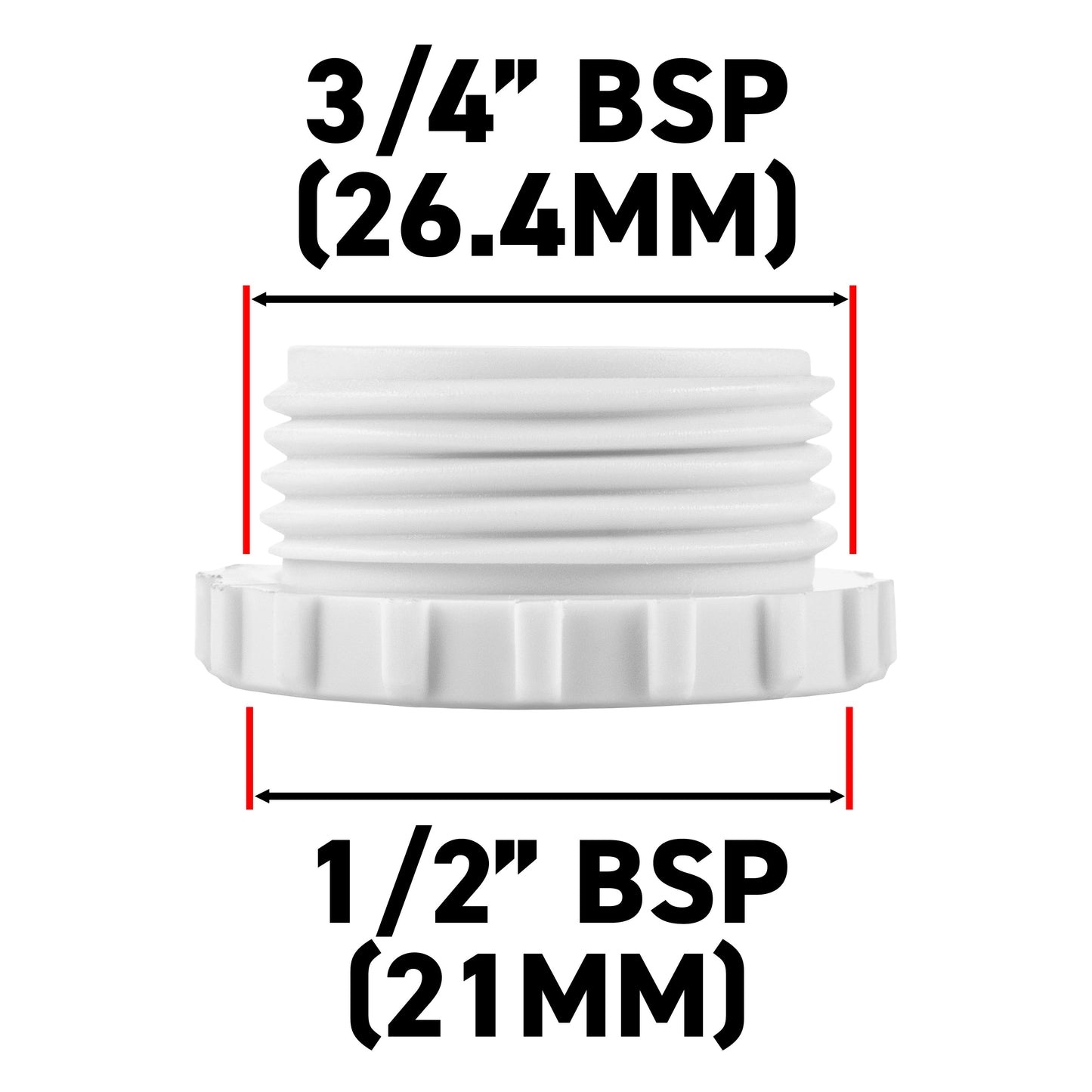 Female Tap Connector 3/4" or 1/2" BSP Female, Gray/White
