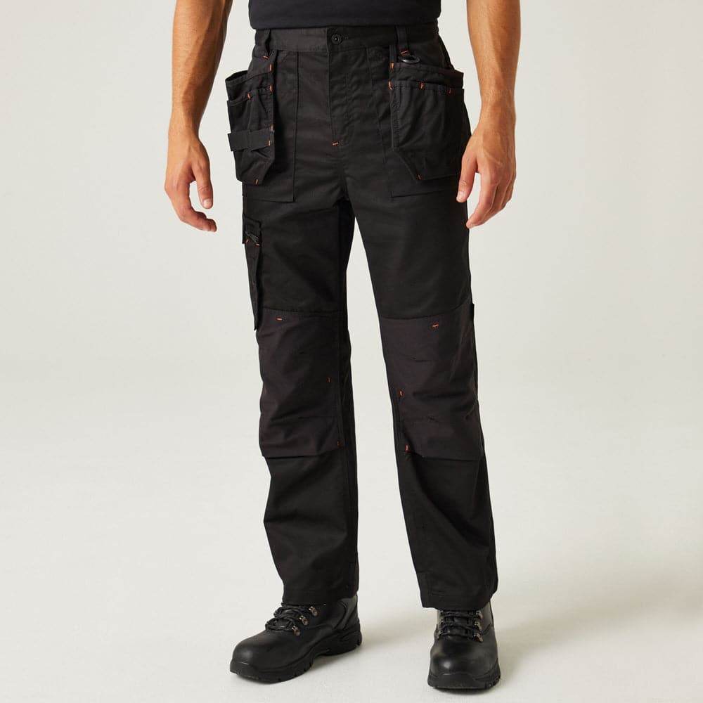 Regatta TRJ387 Incursion Holster Pocket Trousers Black 28" Waist / Regular Leg