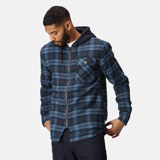 Regatta TRS205 Hooded Shirt Jacket Navy Check Small