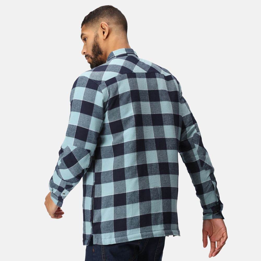 Regatta TRS216 Shelford Padded Check Shirt Jacket Blue Check 2XL