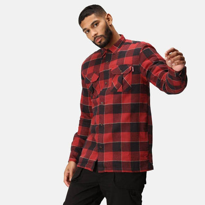 Regatta TRS216 Shelford Padded Check Shirt Jacket Red Check XL