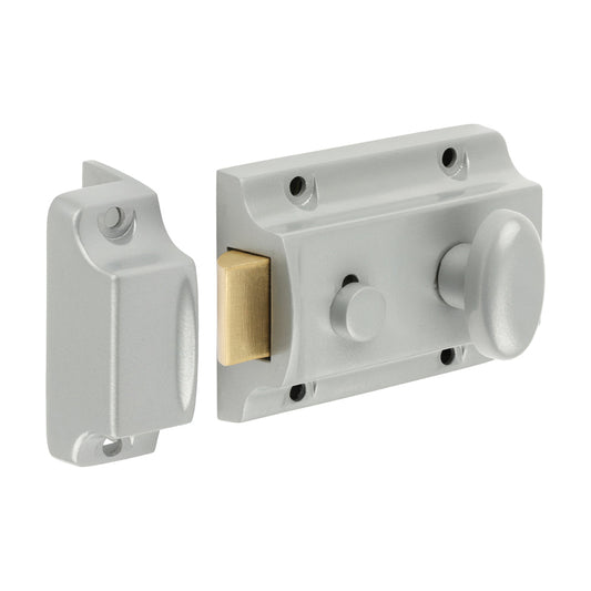 Traditional Nightlatch – Silver (91mm Case / 60mm Backset)