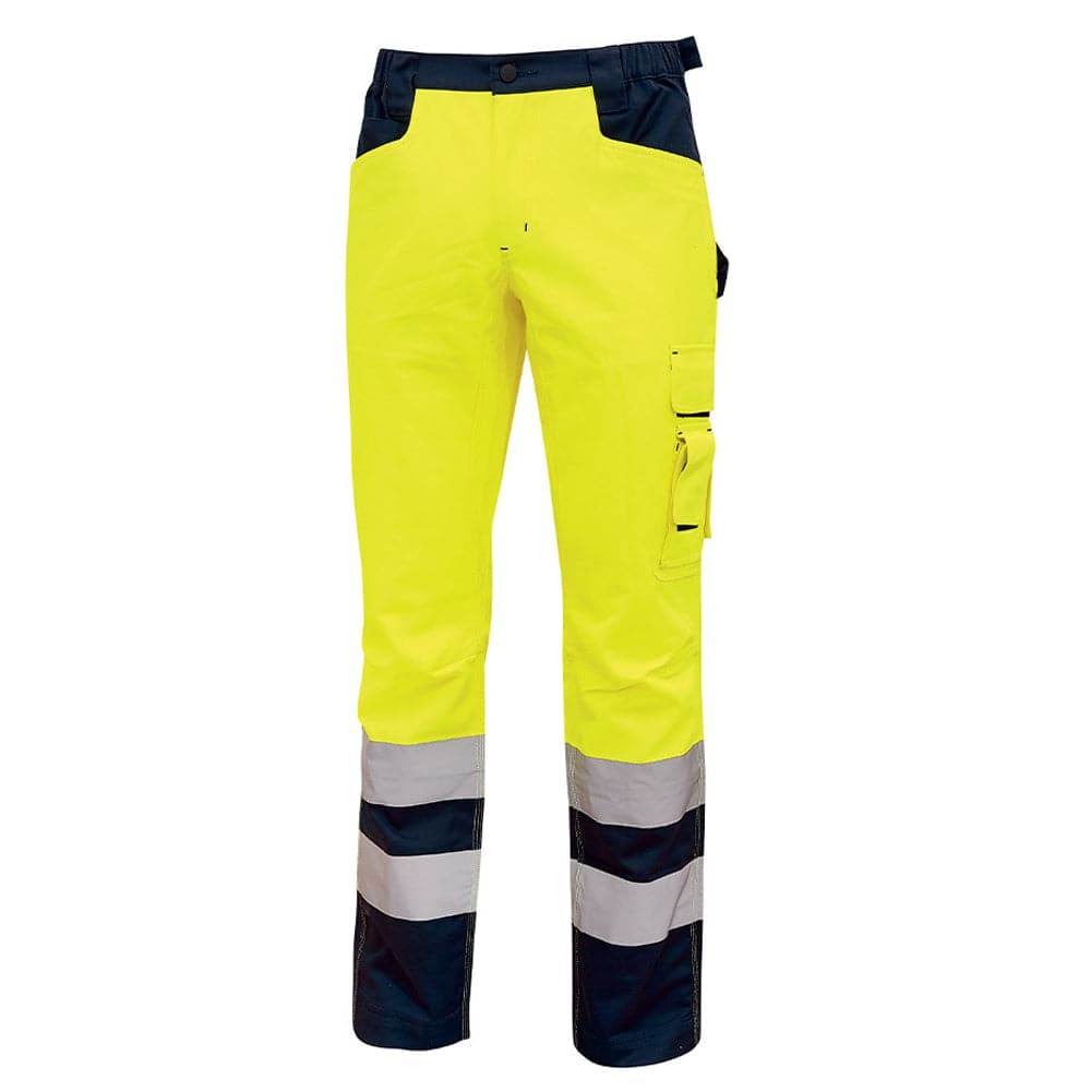 U-Power Light Hi-Vis Combat Cargo Work Trousers Elasticated Waist
