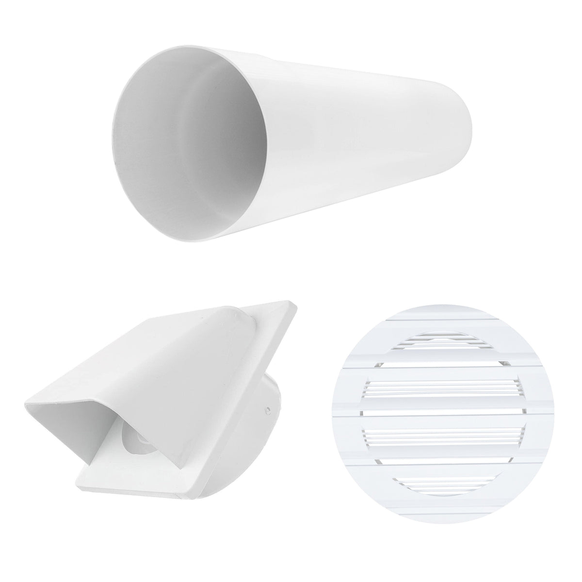 Through Wall Ventilation Kit Round Bella Vent with White External Vent