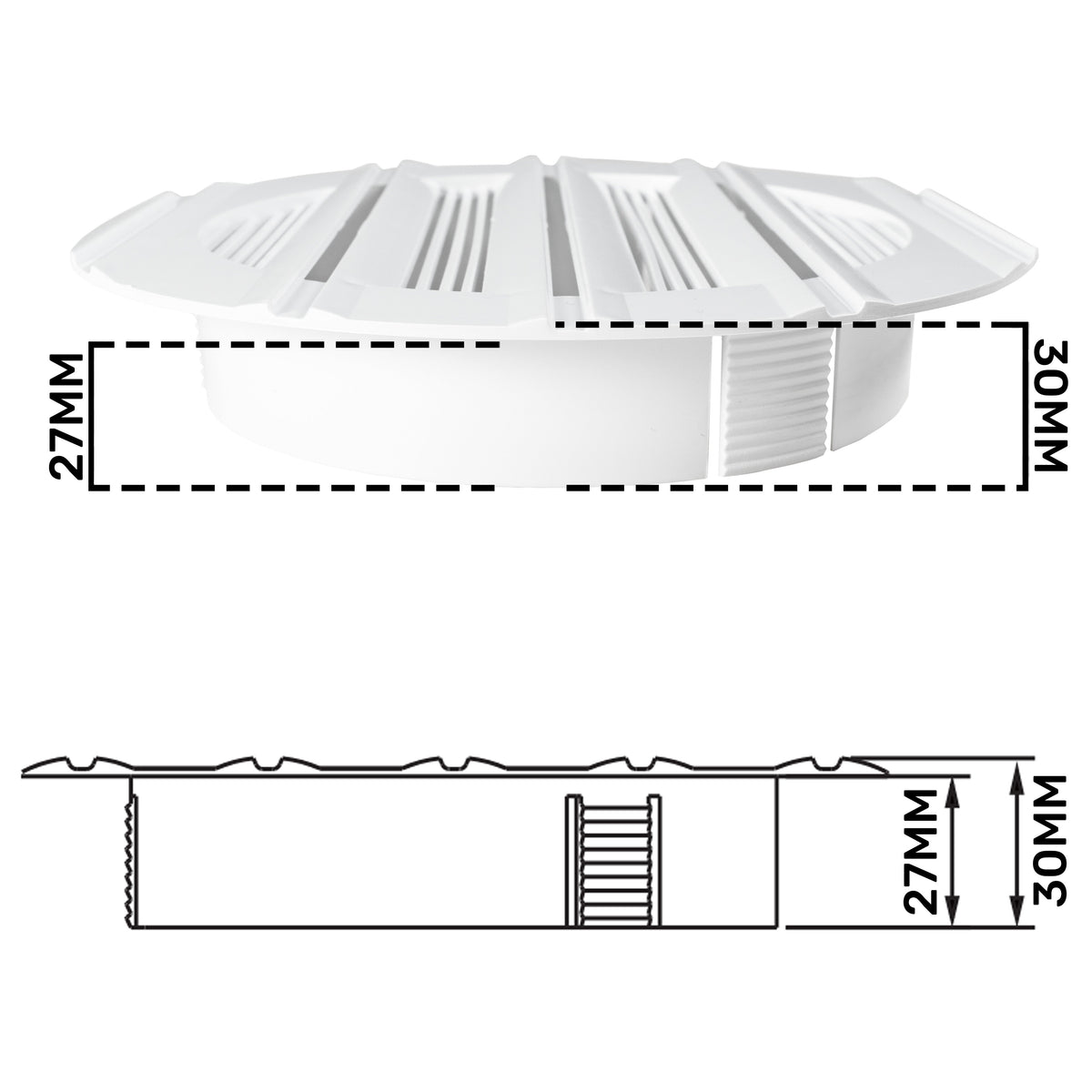Louvre Vent Round Bella 125mm White