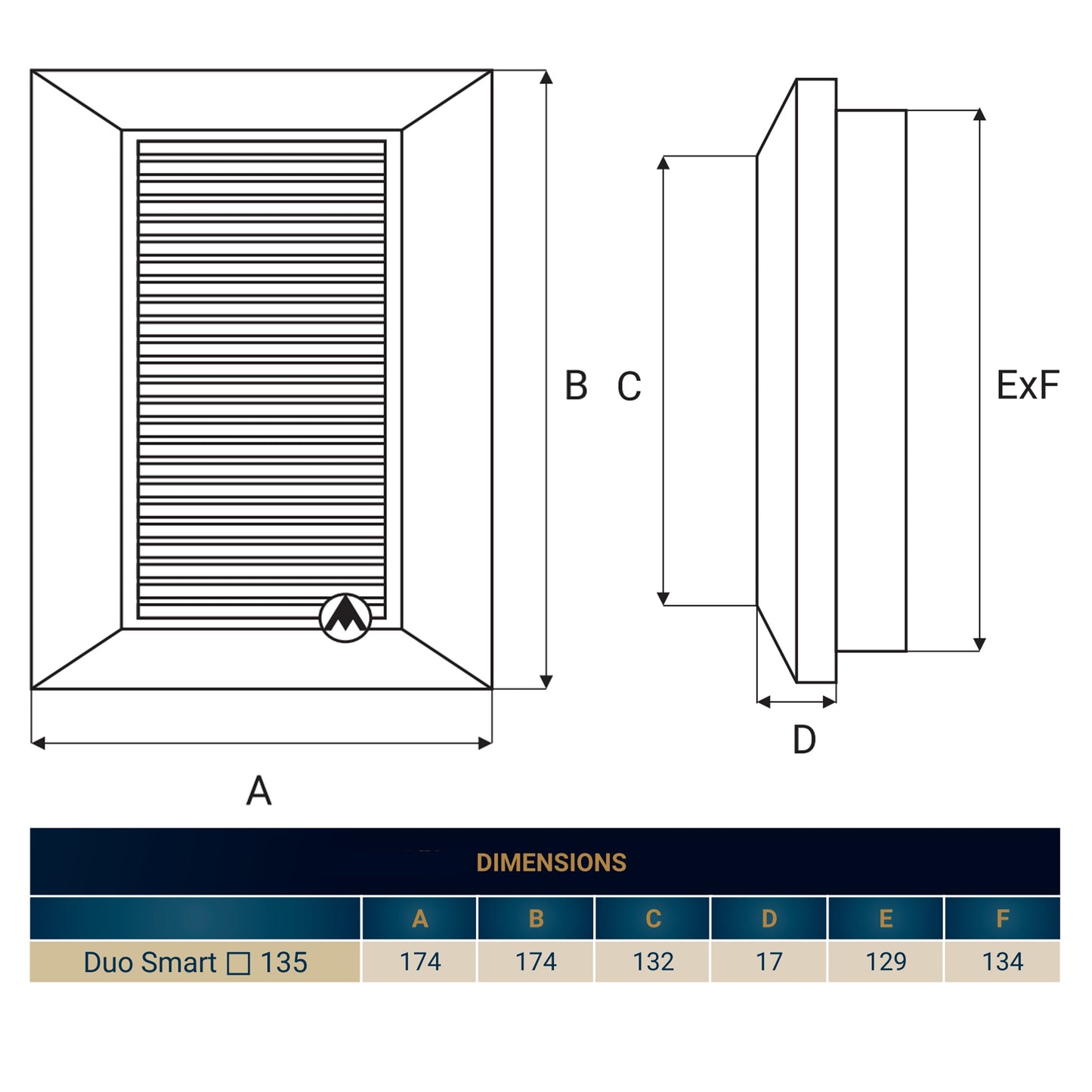 Louvre Vent White Duo Smart 135G 135mm With Fly Mesh