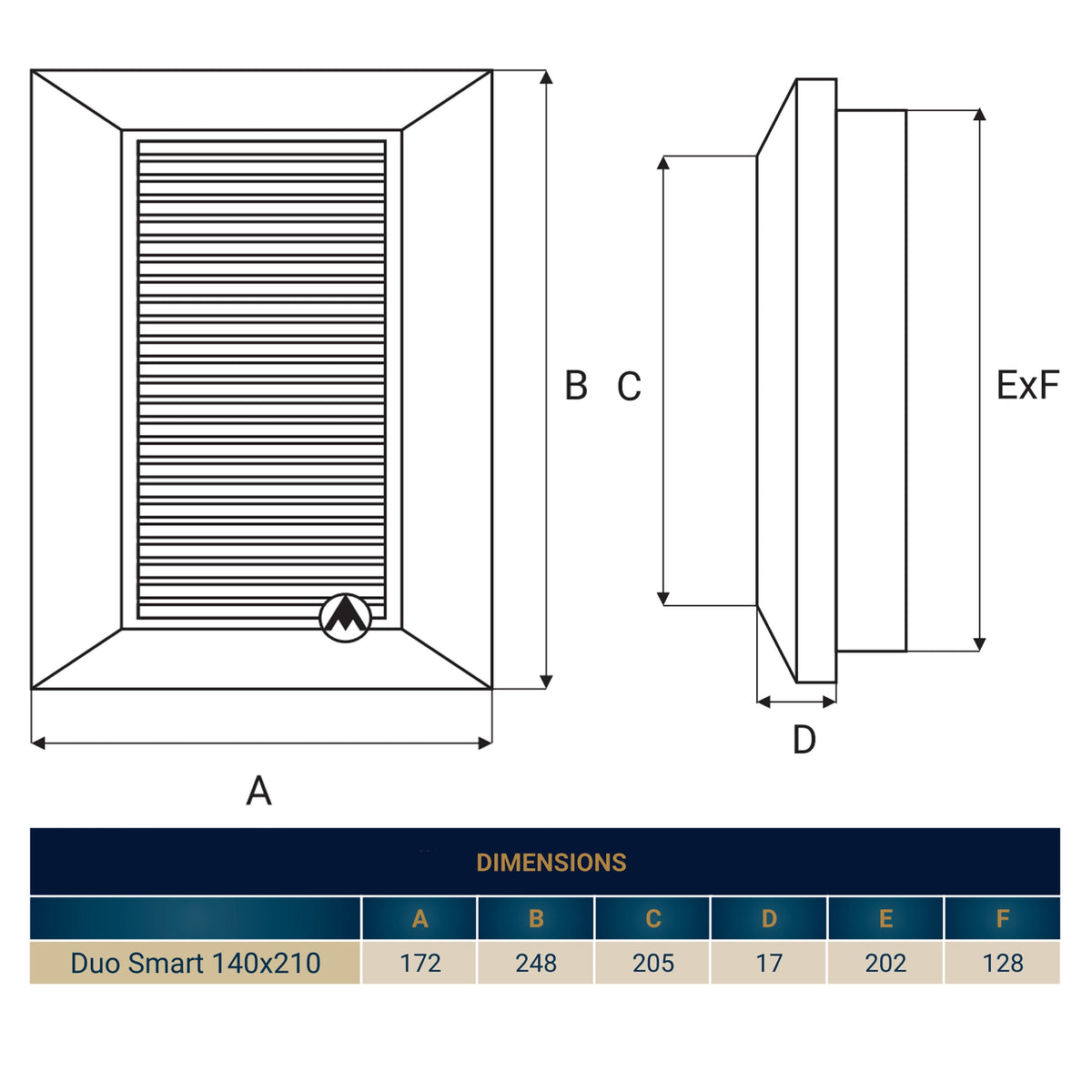 Louvre Vent Graphite Duo Smart 140/210 140mm X 210mm With Fly Mesh