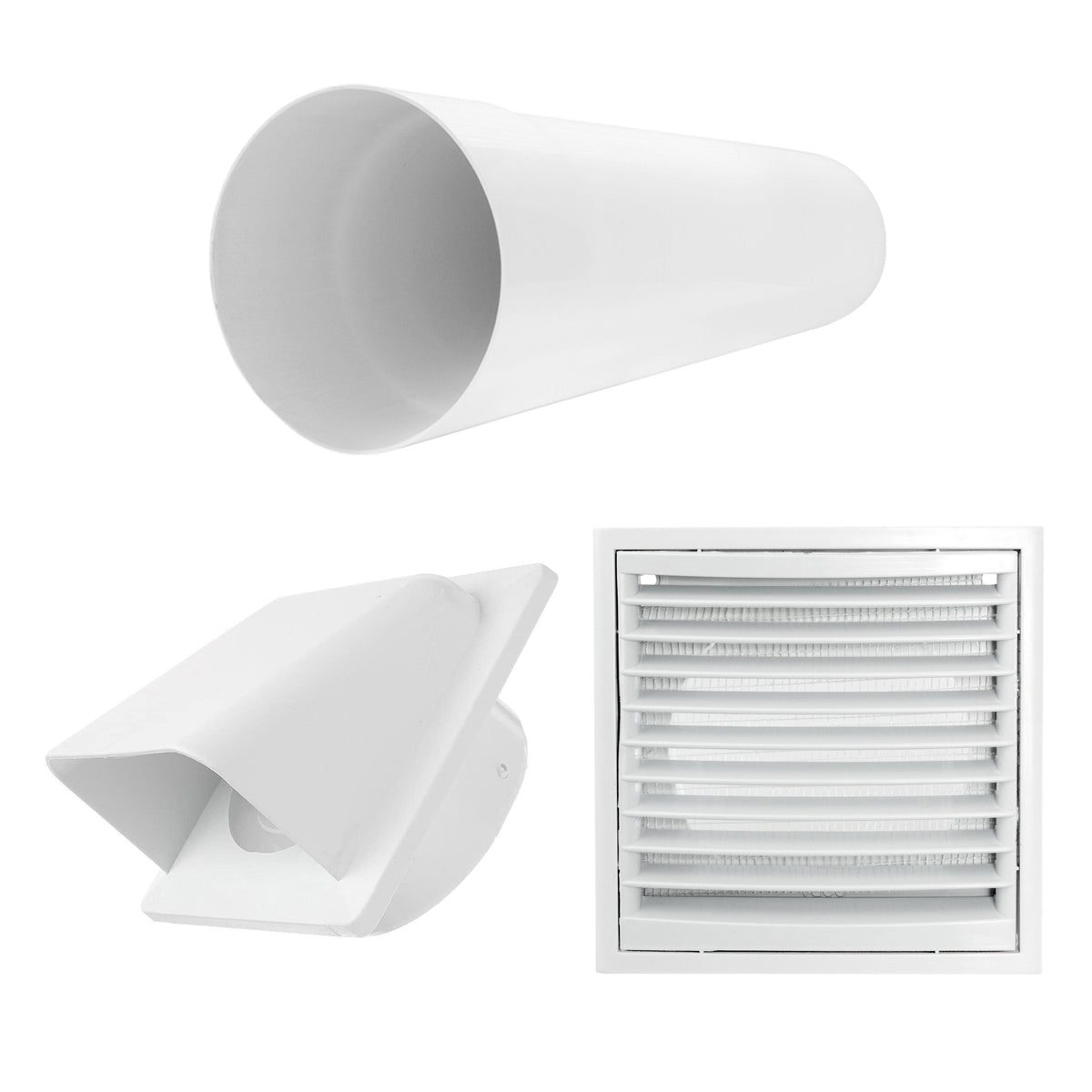 Through Wall Ventilation Kit Louvre Vent VC-KR0153 with White External Vent