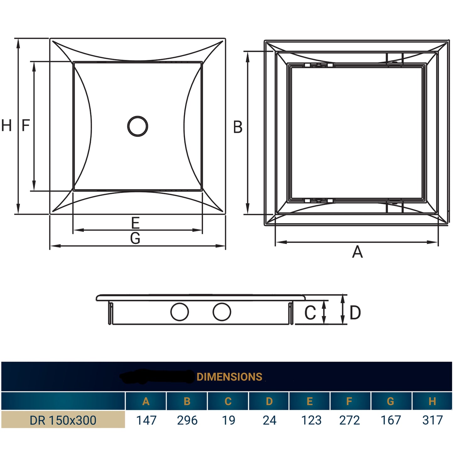 Access Panel Door PP, White 150mm x 300mm