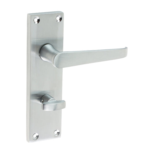 Victorian Straight Bathroom Door Handle – Satin Chrome - 152 × 43