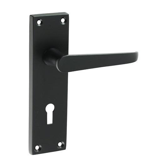 Victorian Straight Lock Door Handle – Matt Black - 152 × 43