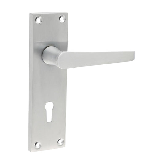 Victorian Straight Lock Door Handle – Satin Chrome - 152 × 43