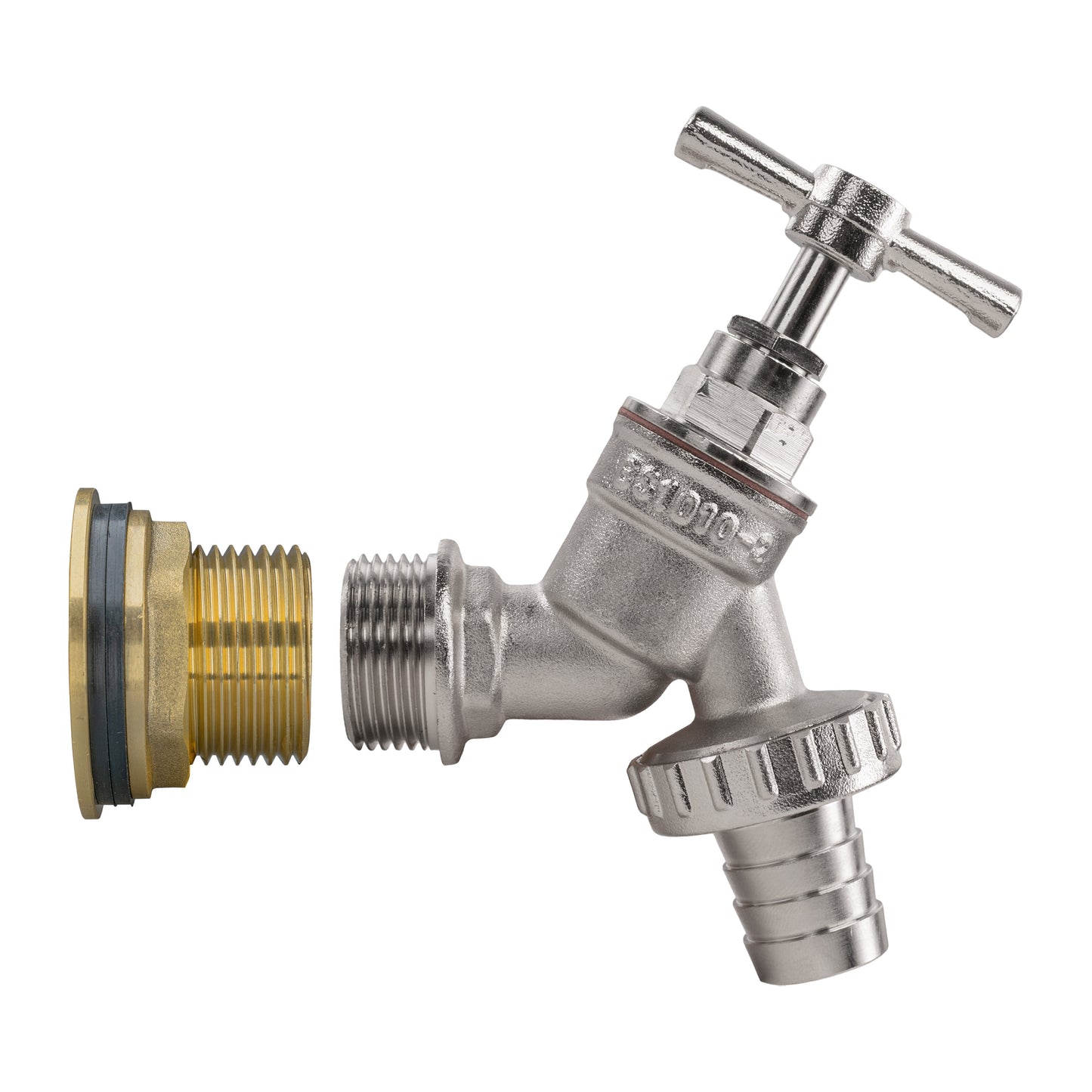 Water Butt Brass Kit 3/4" with Nickel Plated Brass Barbed Tap and Drill Bit