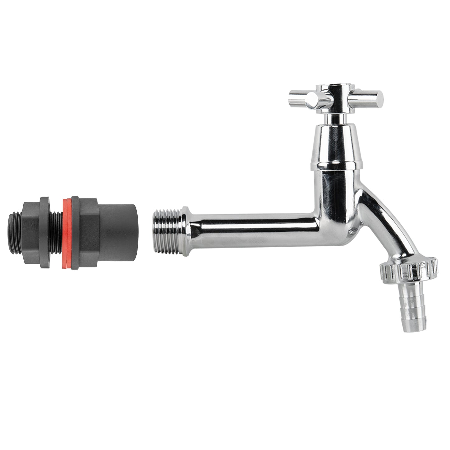 Water Butt Kit 1/2" with Extended Brass Chrome Tap ½” Barb