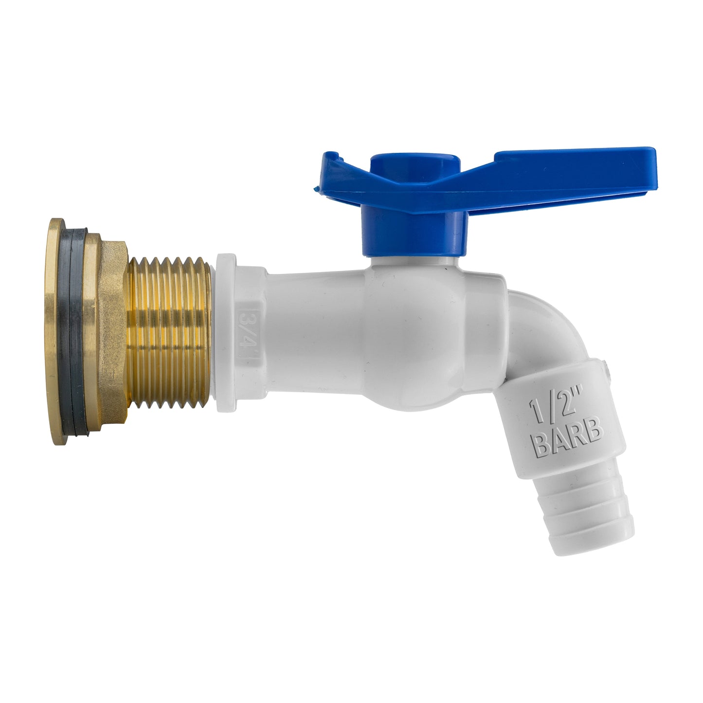 Water Butt Brass Kit 1" with White PVC Tap and Drill Bit