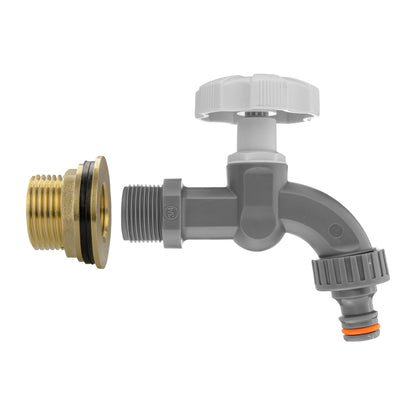 Water Butt Brass Kit 1" with Grey Dial Tap