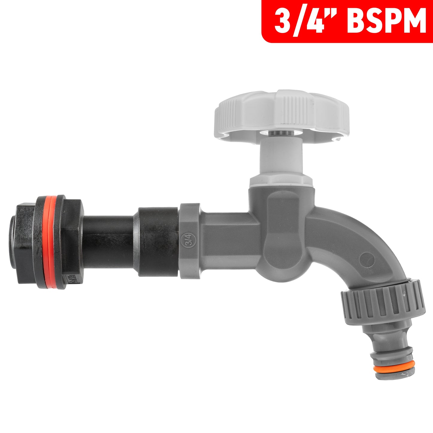 Water Butt Extension Kit 3/4" with Grey Dial Tap and Drill Bit