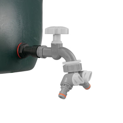 Water Butt Extension Kit 3/4" with Grey Dial Tap + Two-Way Splitter and Drill Bit