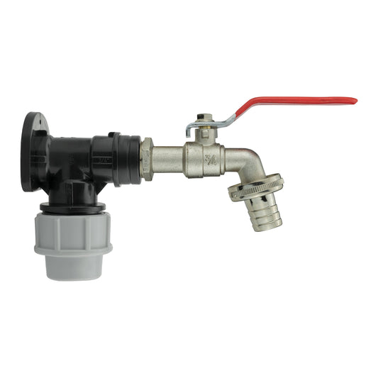 Wall Flange Kit 32mm MDPE + Lever Tap 3/4" Barb