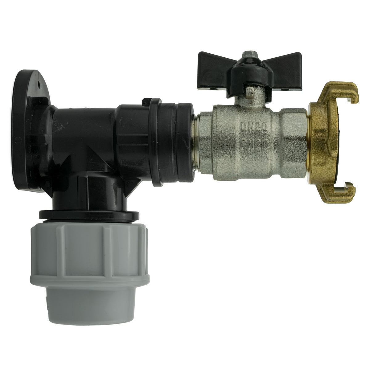 Wall Flange Kit 32mm MDPE + Bib Valve + Geka