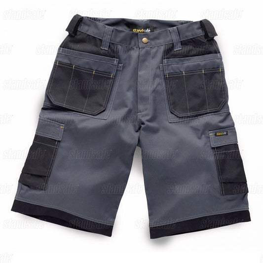 Standsafe WK020 Contrast Holster Pocket Work Shorts Grey 32" Waist