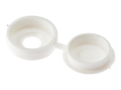 White large hinged cover caps 100-pack for screws (5.0-6.0mm)